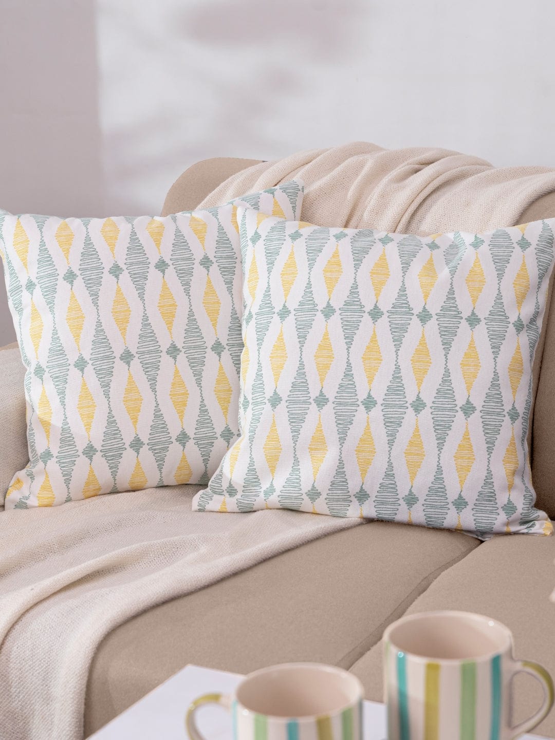 Prism Pattern Cushion Cover, Blue & Grey