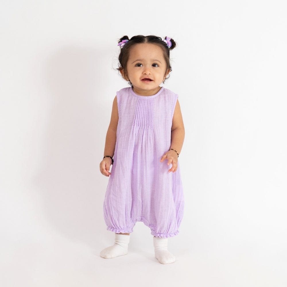 Lilac Cloud Cotton Baby Romper- Lilac