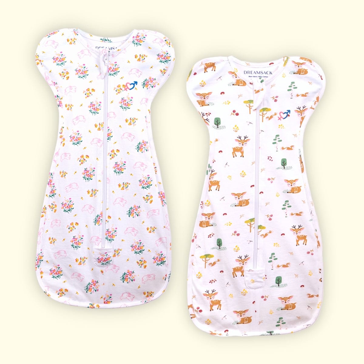 H&K Dreamsack Snug Swaddle, Magical Garden. Size (0-3months) Pack of 2