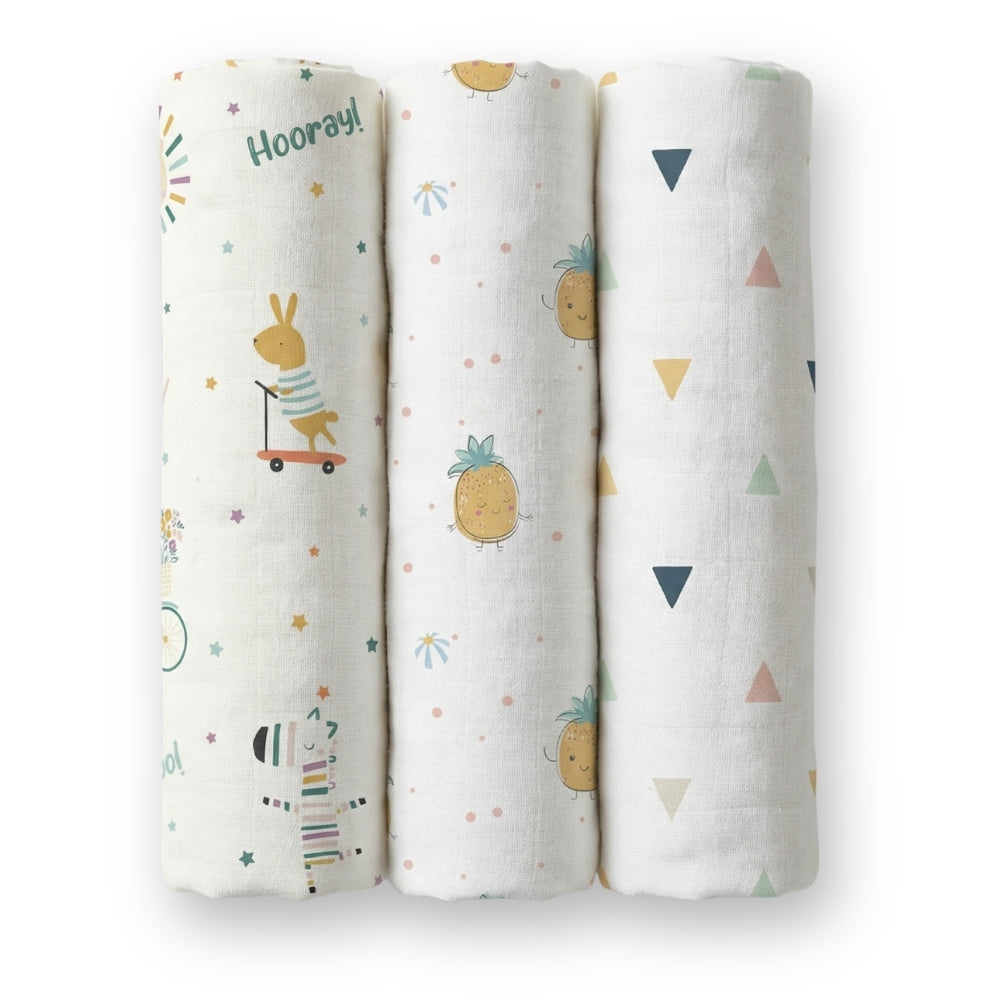 Jungle Party Collection Muslin Swaddle- Pack Of 3