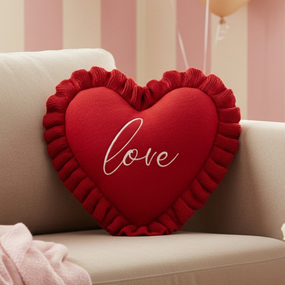 Knitted Jacquard Red Decorative Cushion Cover