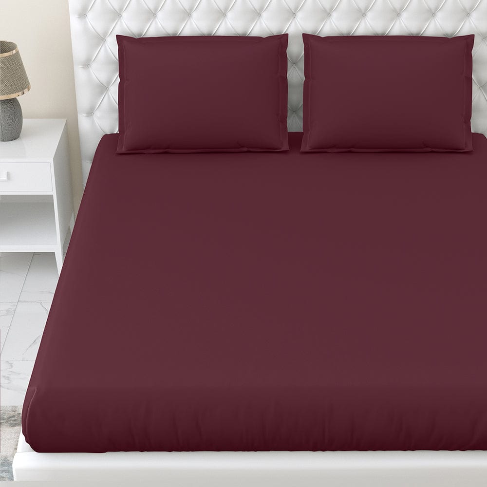 Wine 100% Cotton Bedsheet, 300 TC