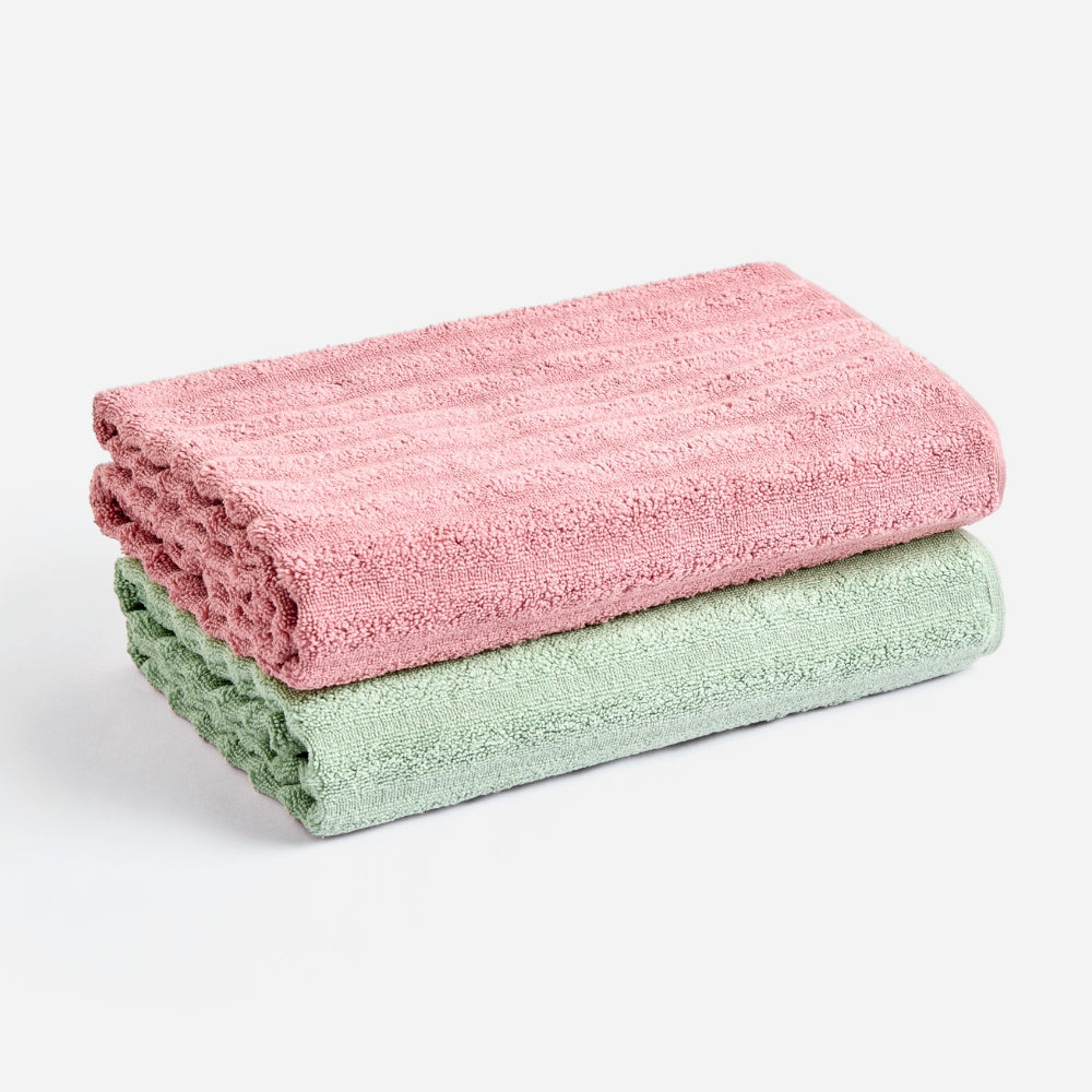 100% Cotton Allure Zero Twist Bath Towe- Pack Of 2 (Sage Green, Dusty Rose)