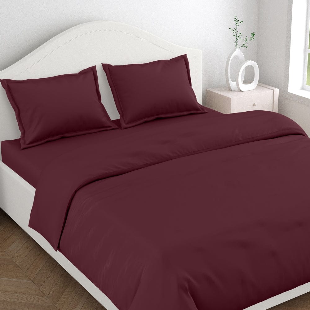Wine 100% Cotton Bedsheet, 300 TC