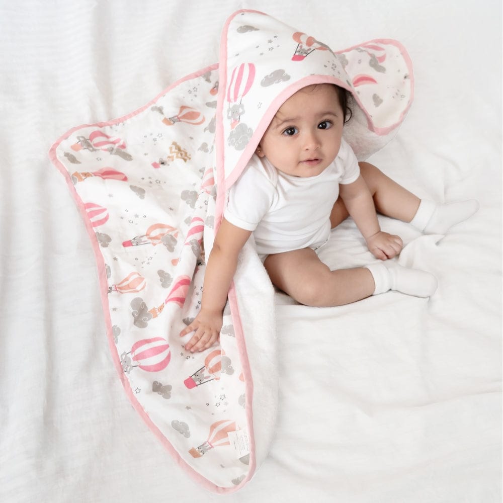 Cotton Muslin-Terry Hooded Towel ( Newborn - 12 Months) - Serene Dreamscape