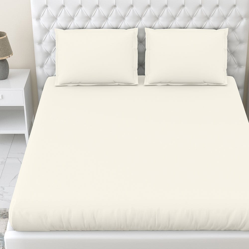 Ivory 100% Cotton Bedsheet, 300 TC