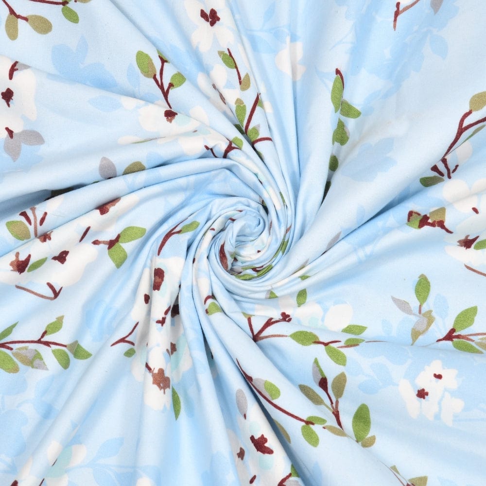 Digital Printed Ultra Soft Peach Finish Reversible Dohar, Dove Blue Bloom