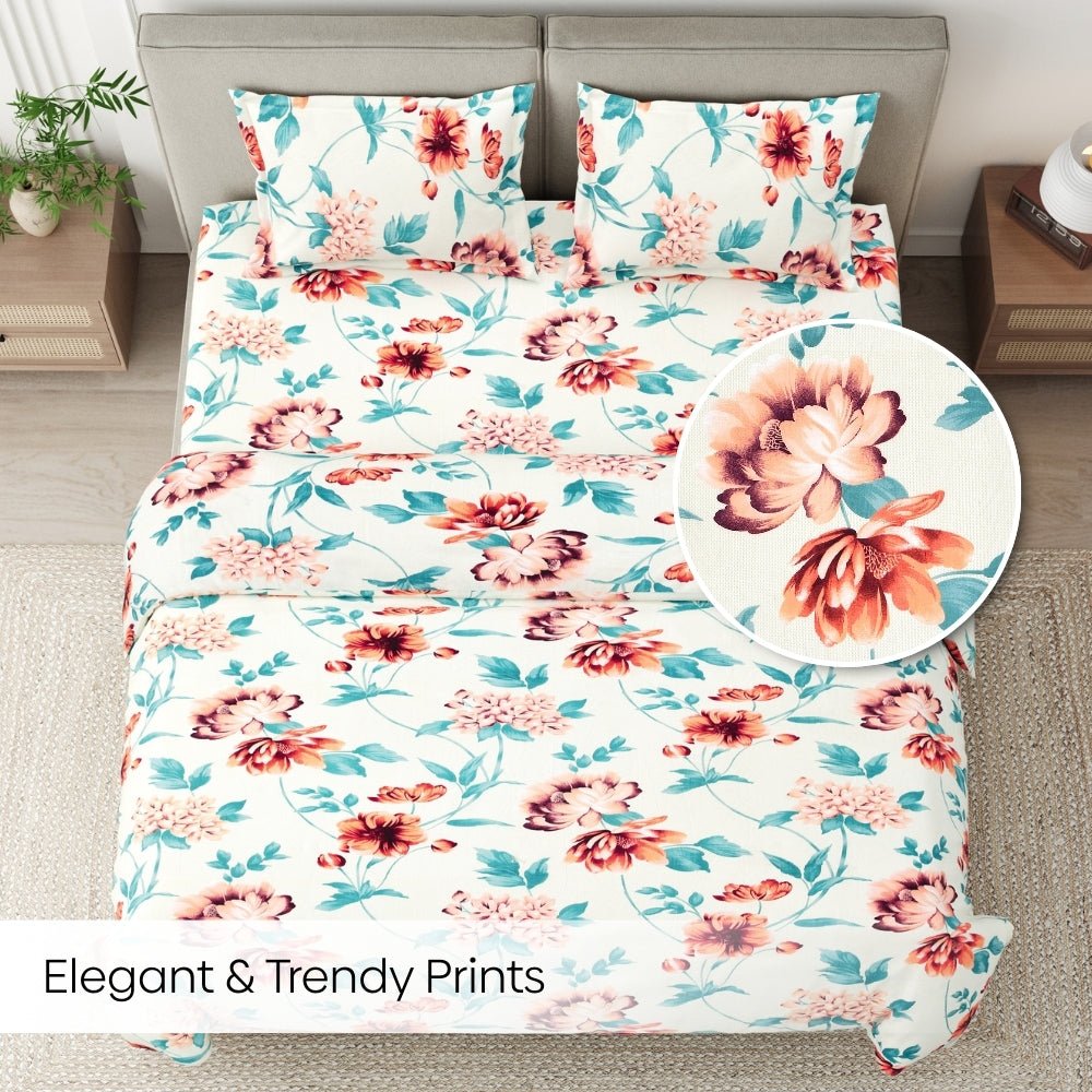 Meadow Muse 100% Cotton Double Bedsheet, 144TC - Bedsheets | haus & kinder