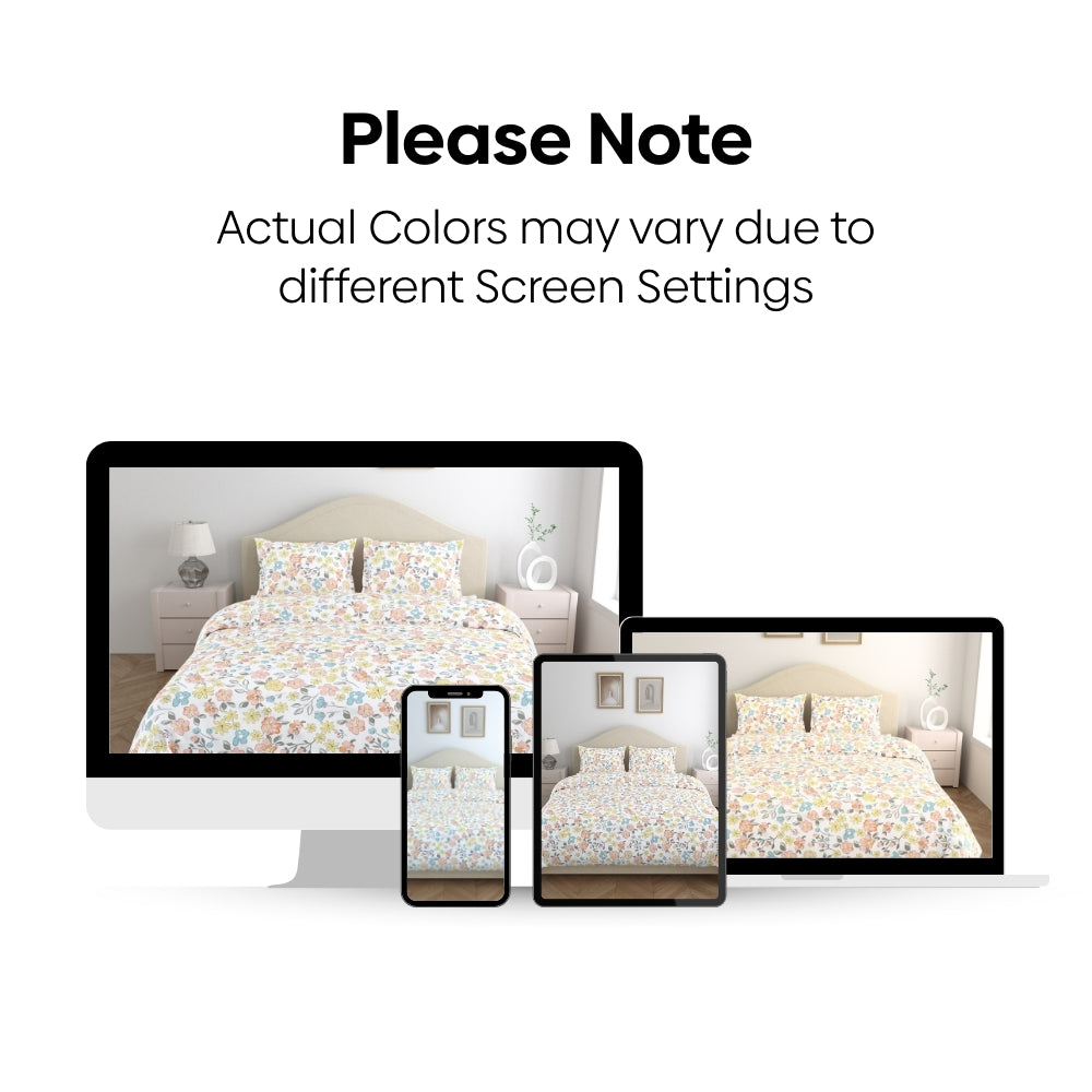 Island Bloom 100% Cotton Double Flat Bedsheet, 144 TC