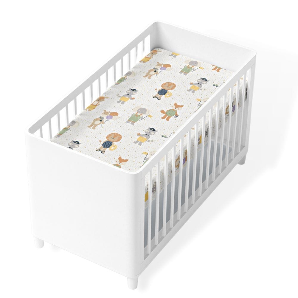 100% cotton fitted crib sheet, Pack of 1 (52*28*8Inch), Jungle Party