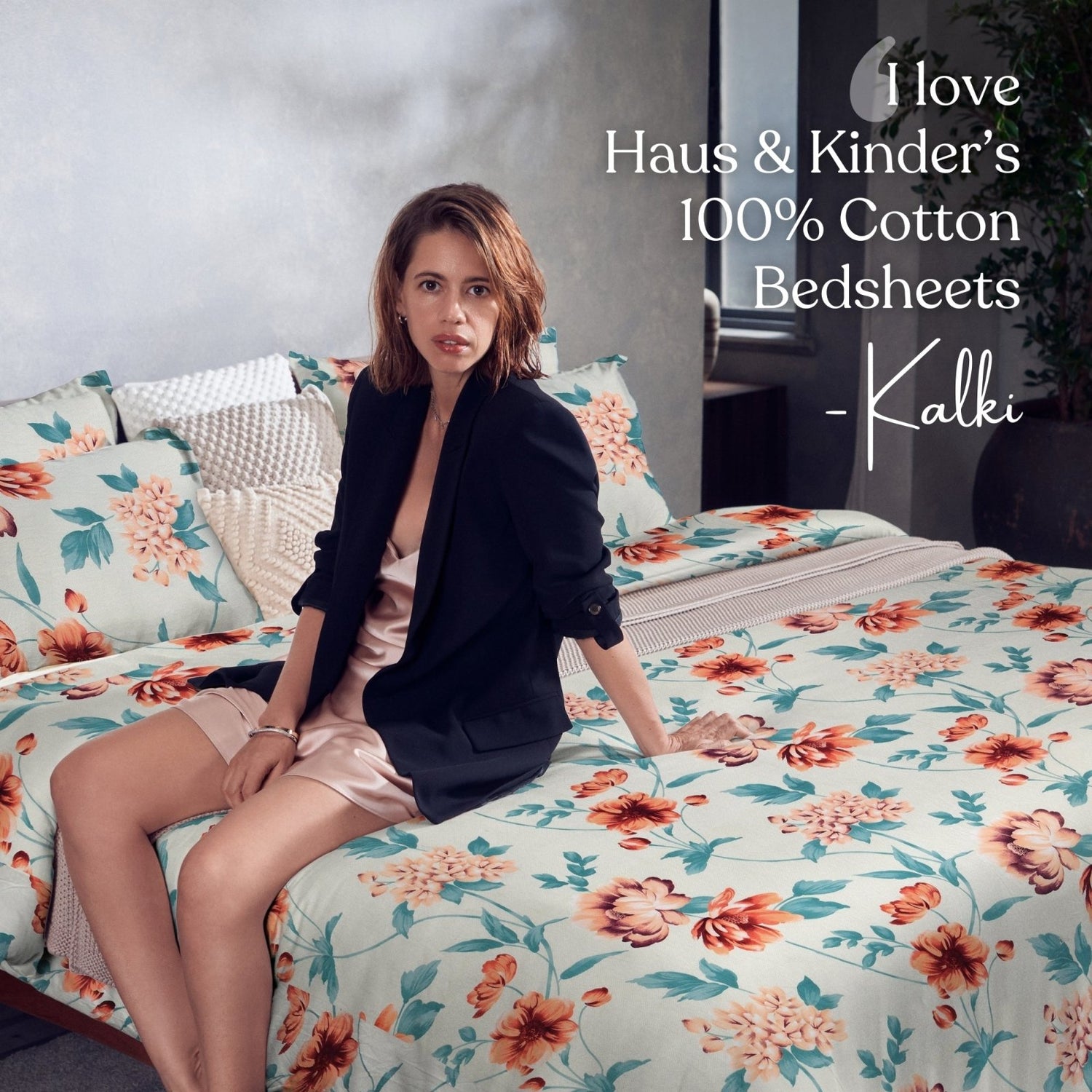 Meadow Muse 100% Cotton Double Bedsheet, 144TC - Bedsheets | haus & kinder