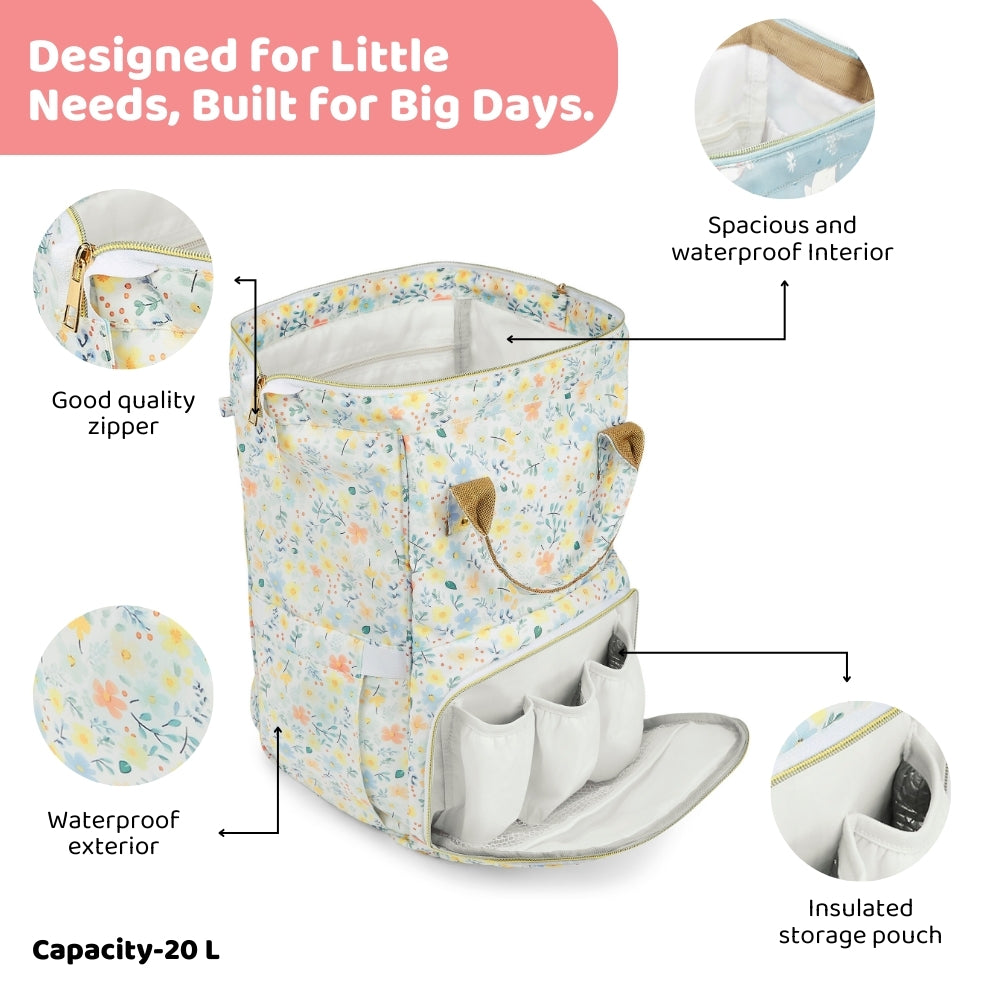 Chic Diaper Bag Backpack (Capacity - 20L) , Little Bloom