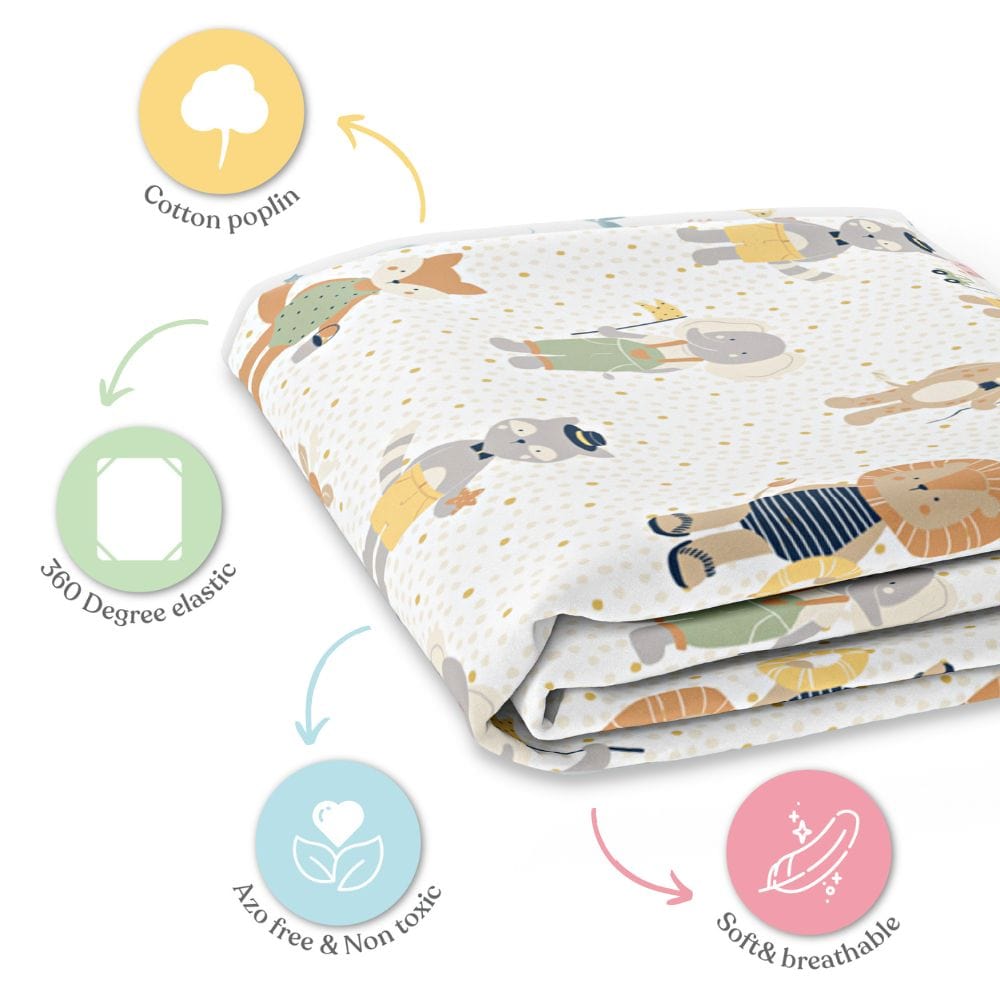 100% cotton fitted crib sheet, Pack of 1 (52*28*8Inch), Jungle Party