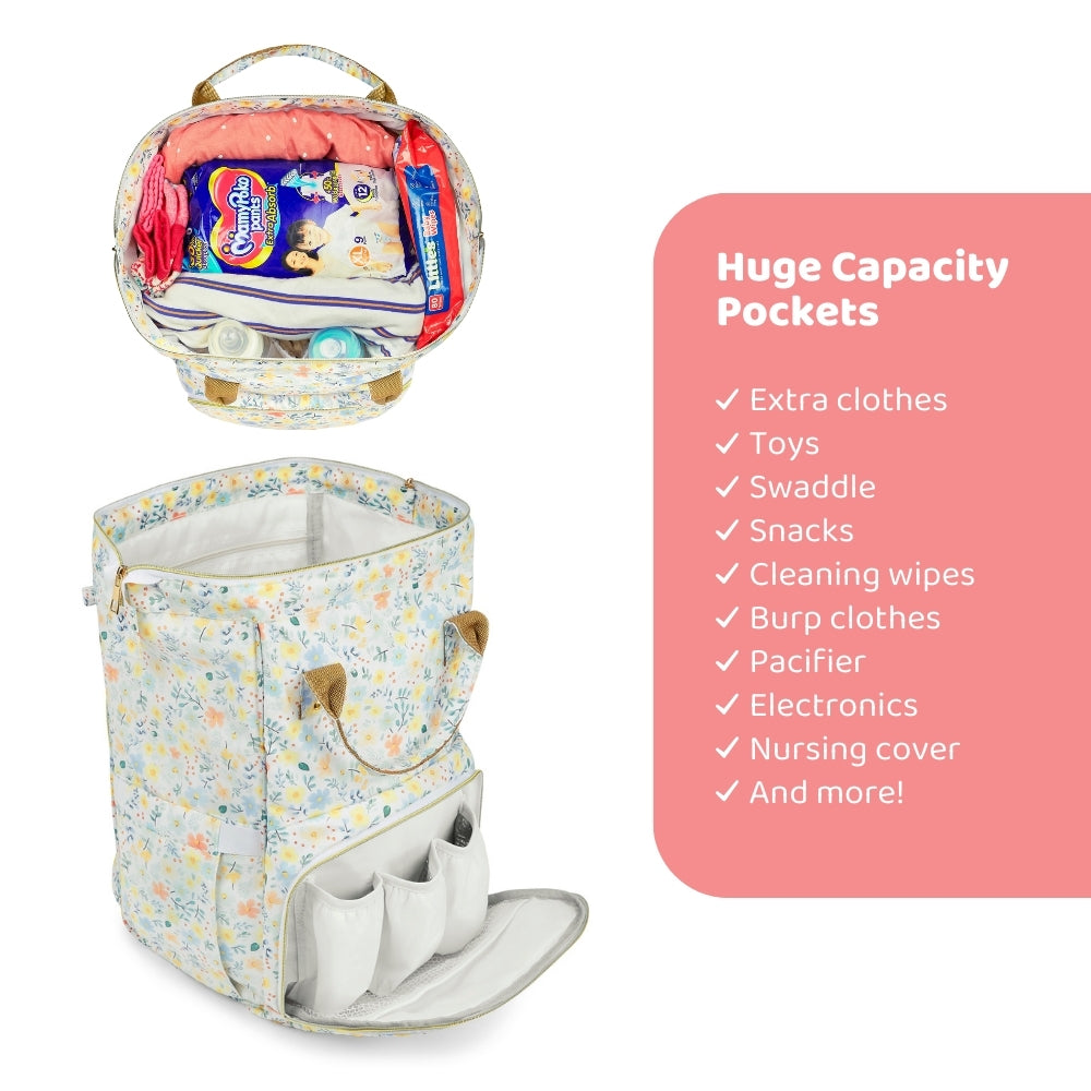 Chic Diaper Bag Backpack (Capacity - 20L) , Little Bloom