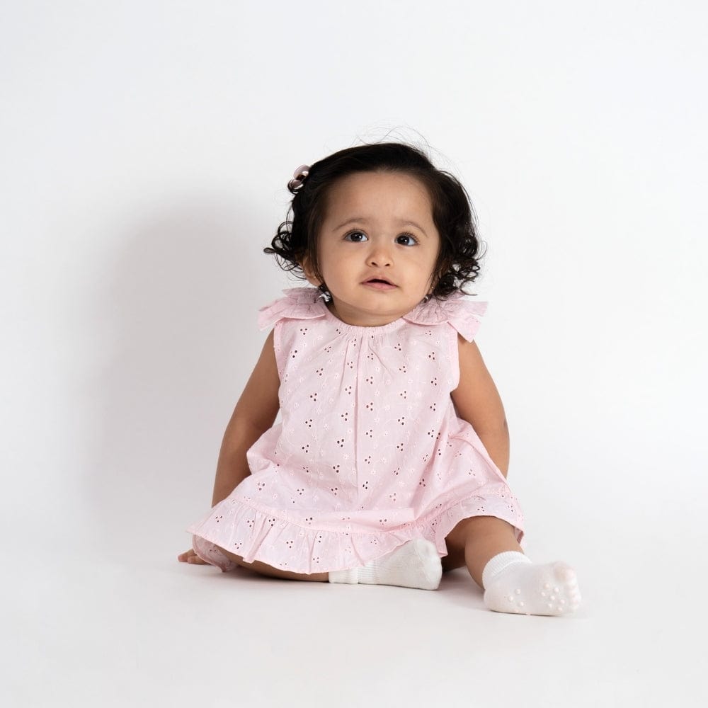 100% Cotton Chifly Frock with Blommer- Pink