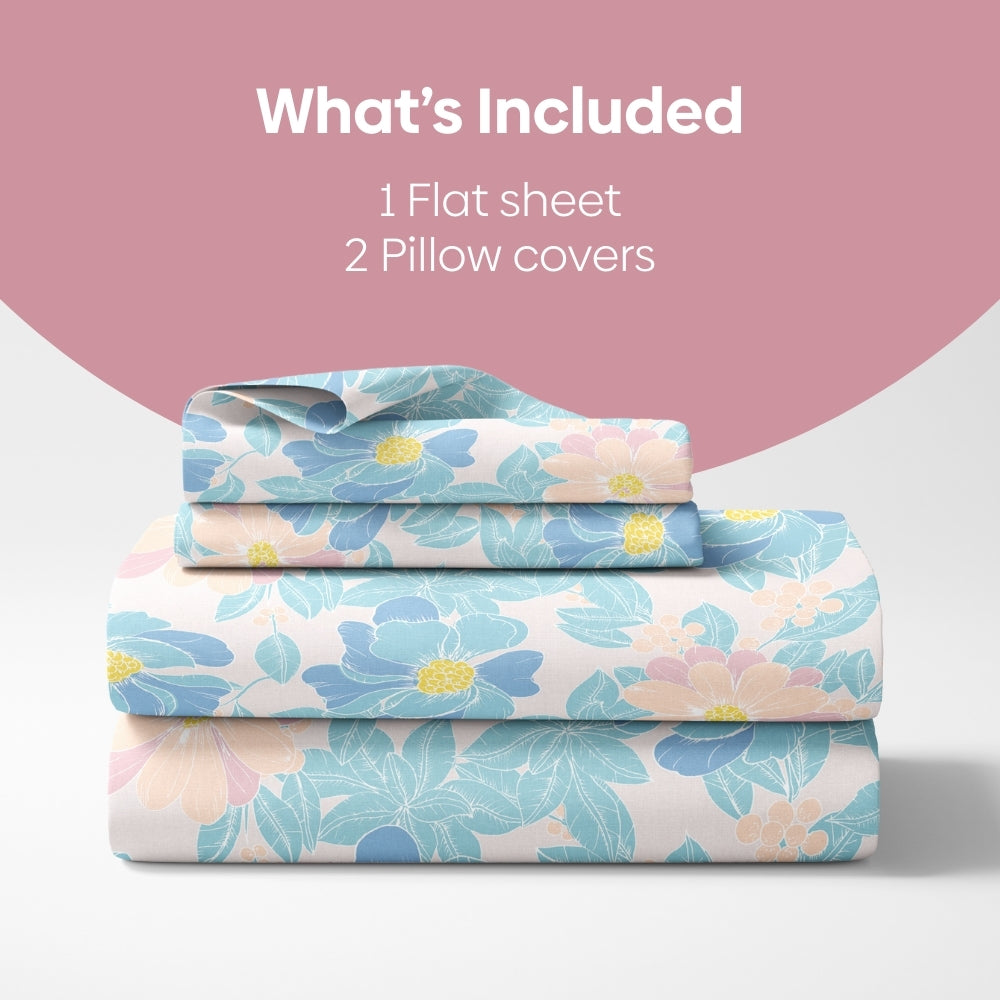 Petal Veil 100% Combed Cotton 144 TC Double Flat Bedsheet