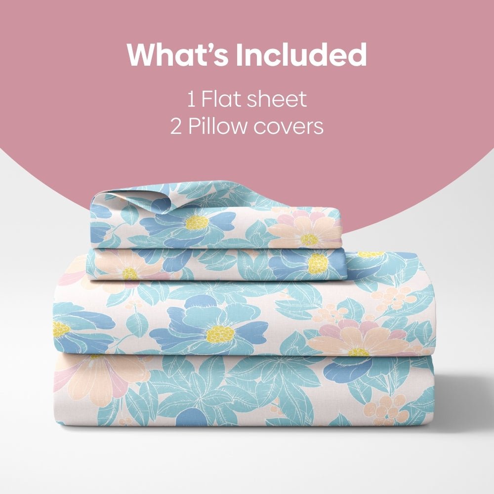 Petal Veil 100% Combed Cotton 144 TC Double Flat Bedsheet - Bedsheets | haus & kinder