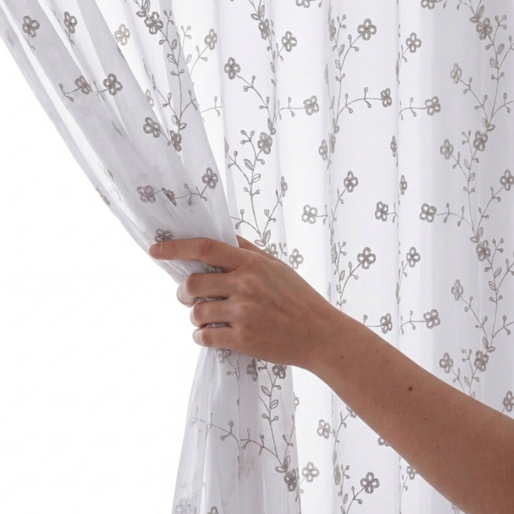 Dewdrop Vine Curtain, Mist - Sheer Curtains | haus & kinder