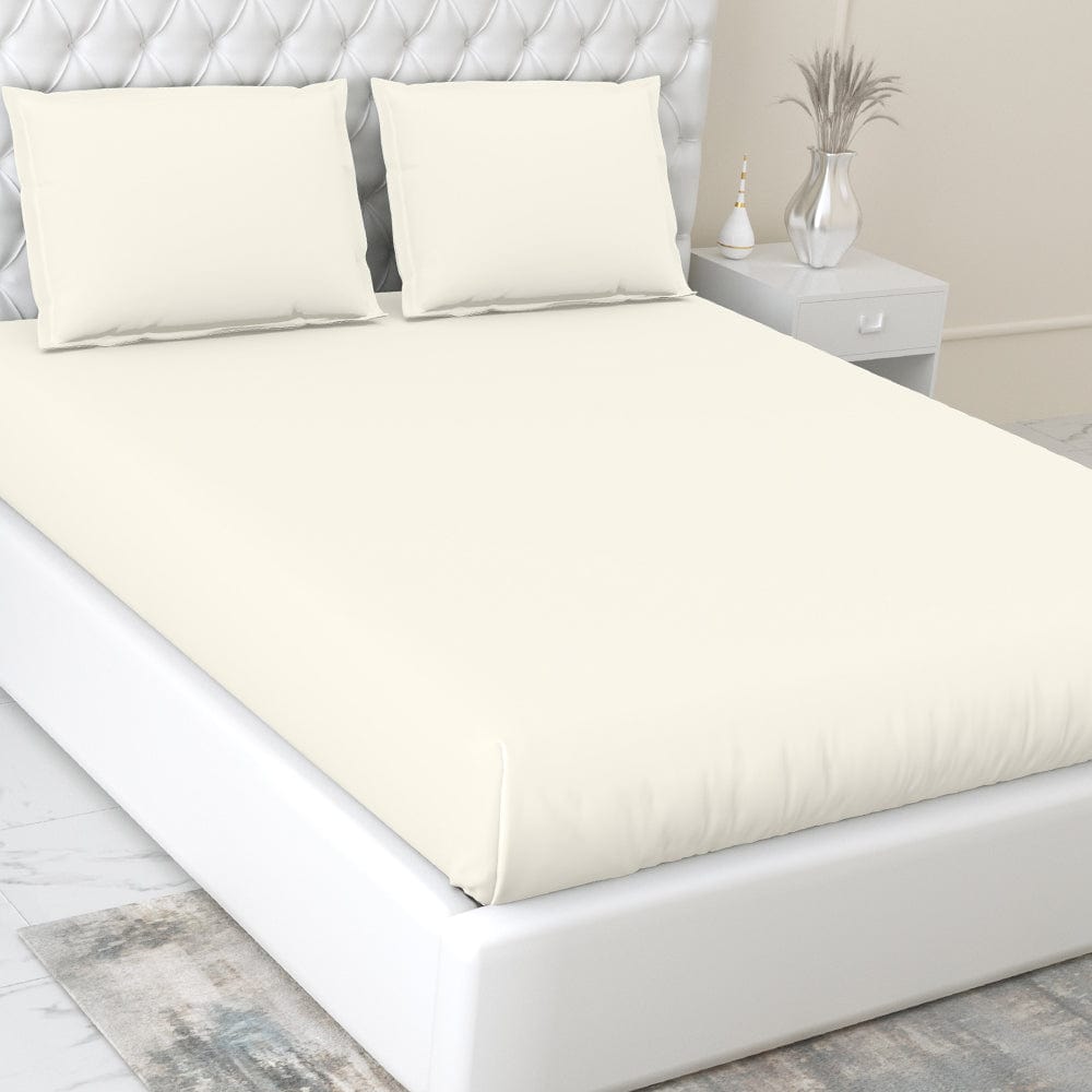 Ivory 100% Cotton Bedsheet, 300 TC