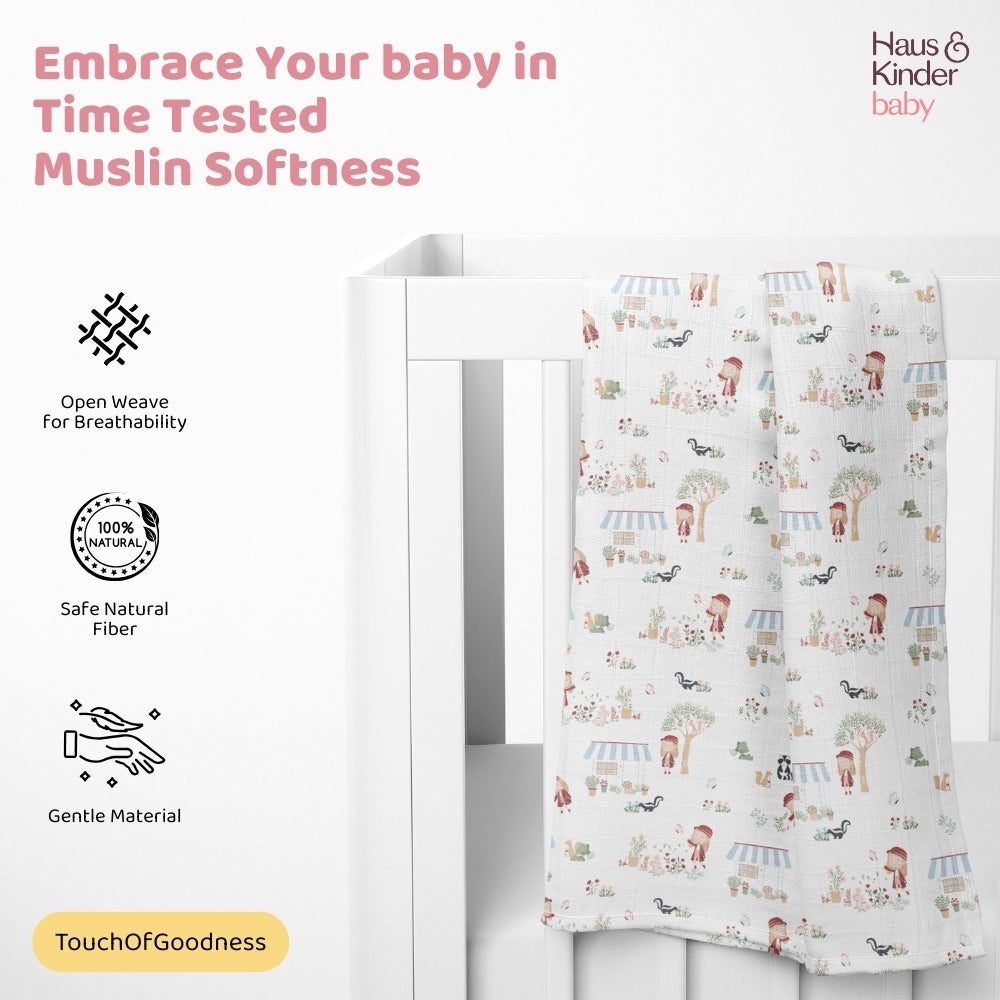 Scarlet In Garden Collection Muslin Swaddle- Pack Of 3