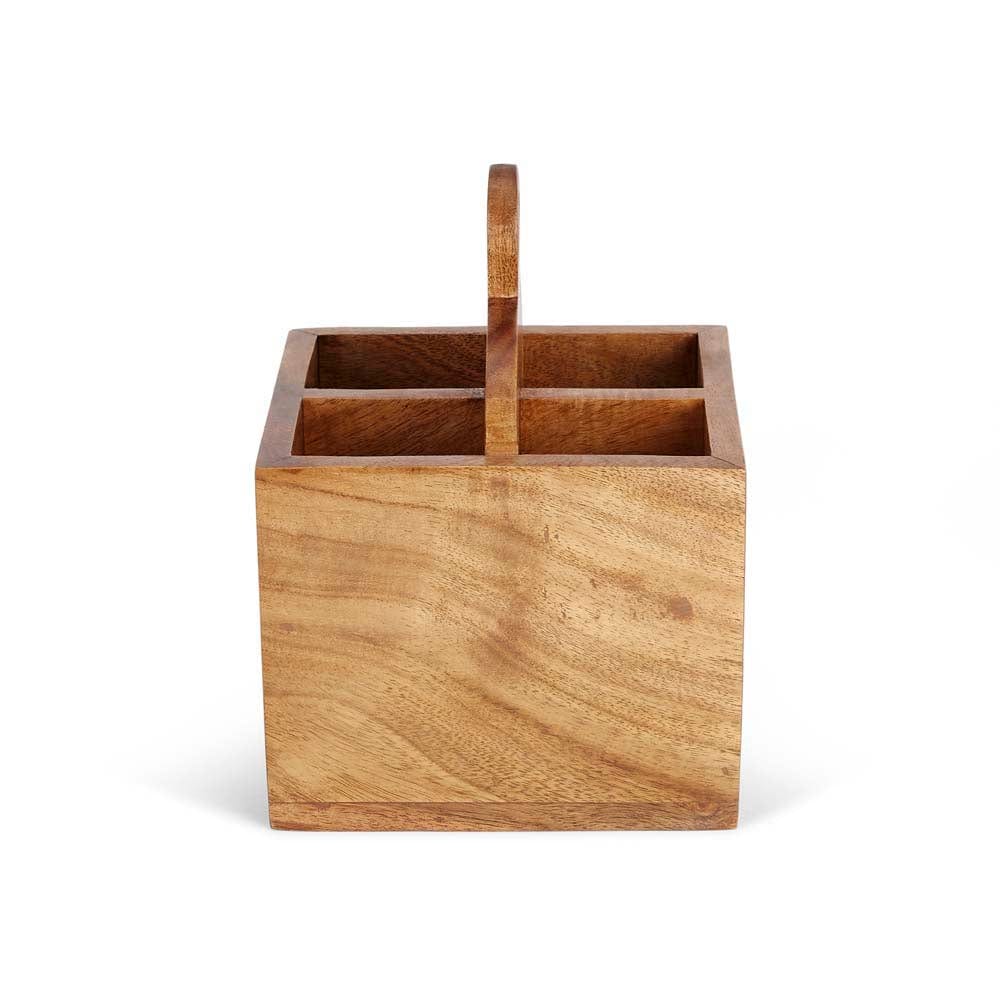 Floral Acacia Wood cutlery holder
