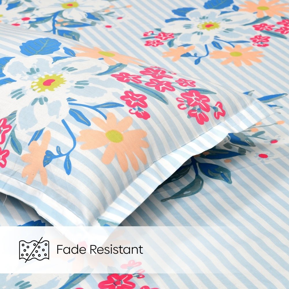 Floral Tapestry Combed Cotton King Flat Bedsheet, 186 TC - Bedsheets | haus & kinder