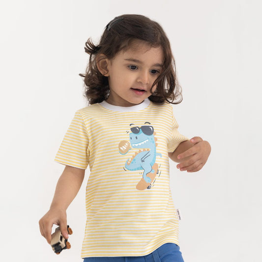 100% Cotton Half Sleeve Boy T-Shirt, Yellow