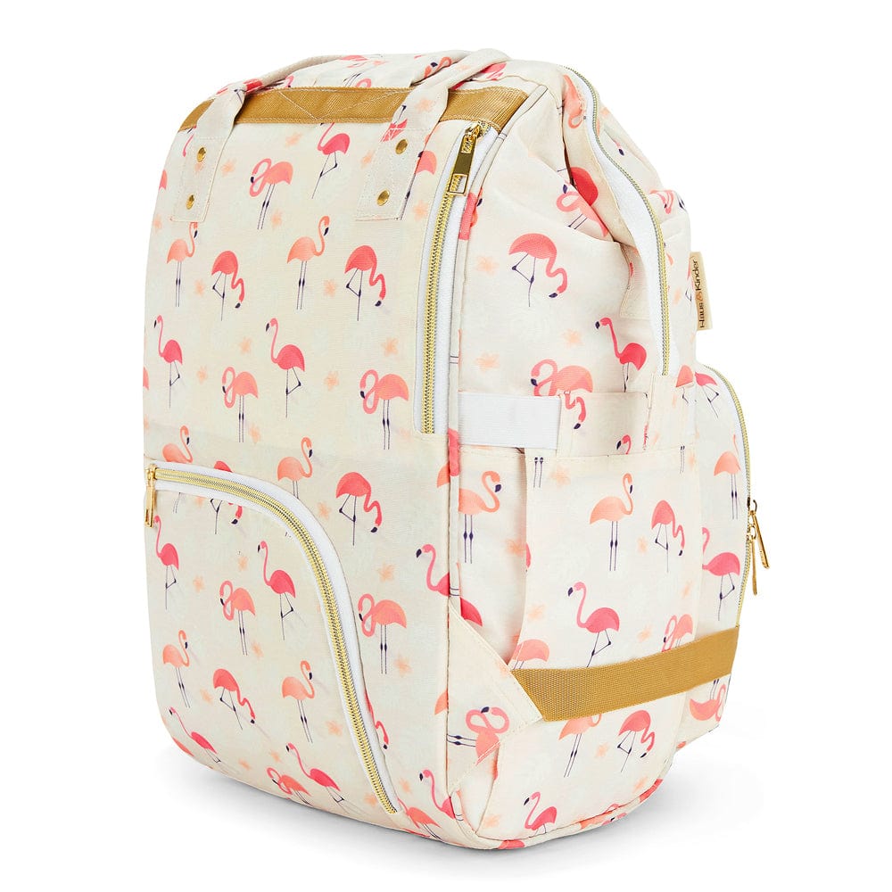 Chic Diaper Bag Backpack for New Parents (Capacity - 20L) , Bird Flamingo