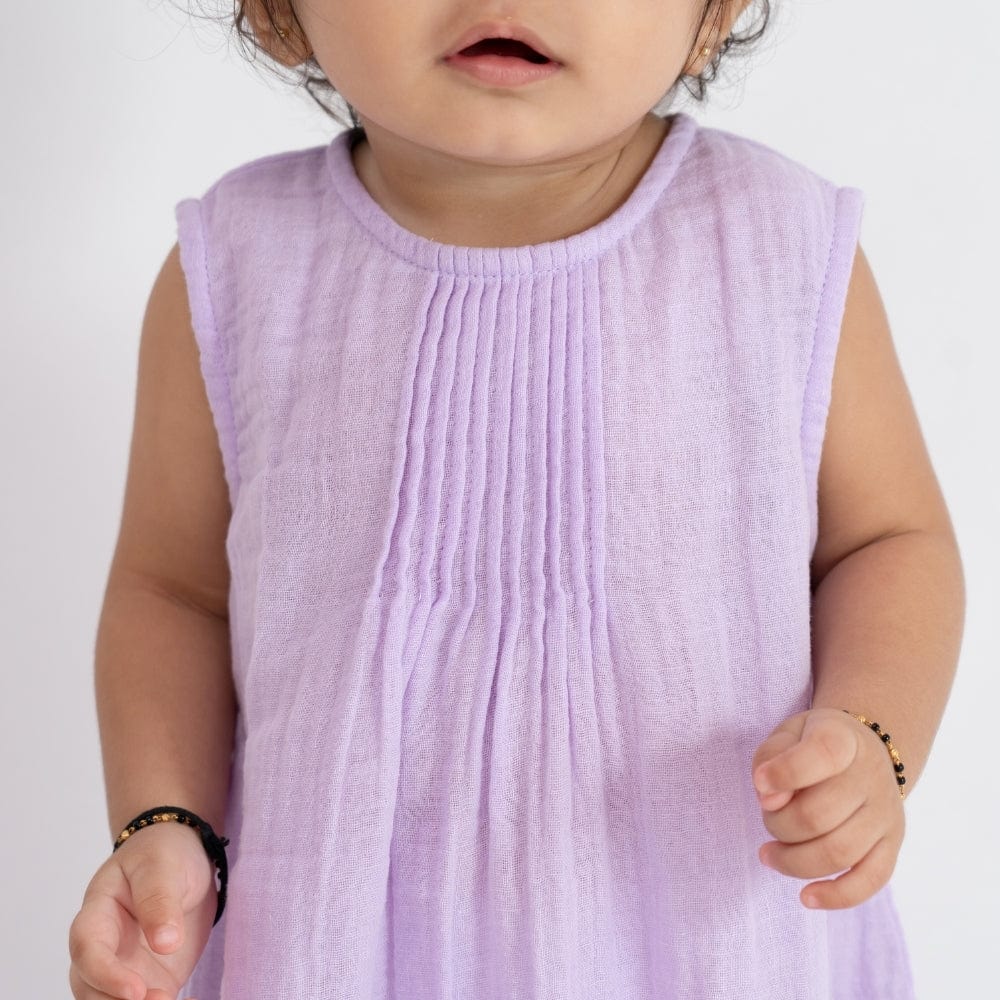 Lilac Cloud Cotton Baby Romper- Lilac