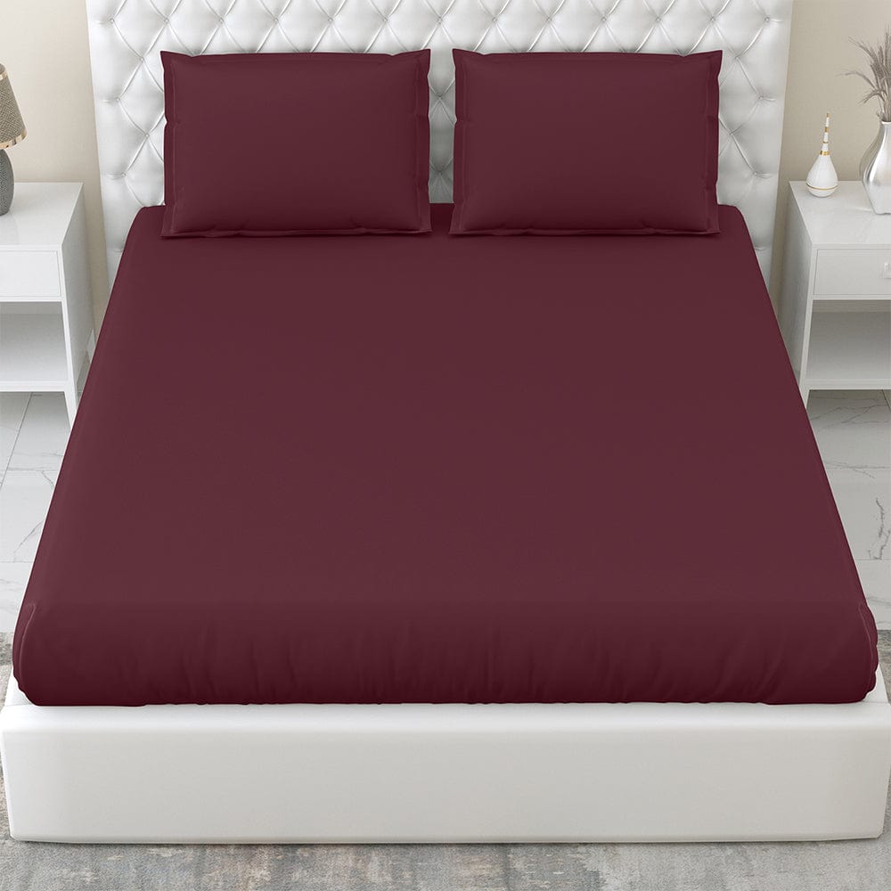 Wine 100% Cotton Bedsheet, 300 TC