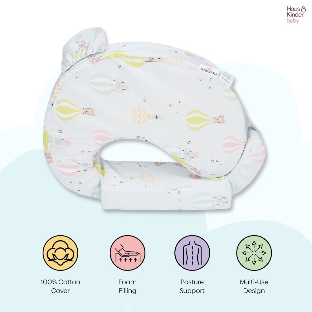 Hot Air Balloon Feeding Pillow - Posture Support With Pocket 0-12 month - Feeding Pillow | haus & kinder