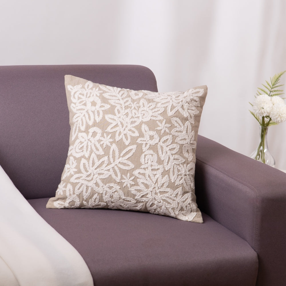 Embroidered Decorative Cushion Cover, Earthen Charm Bunch