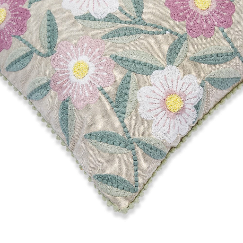 Embroidered Decorative Cushion Cover, Bloomscape