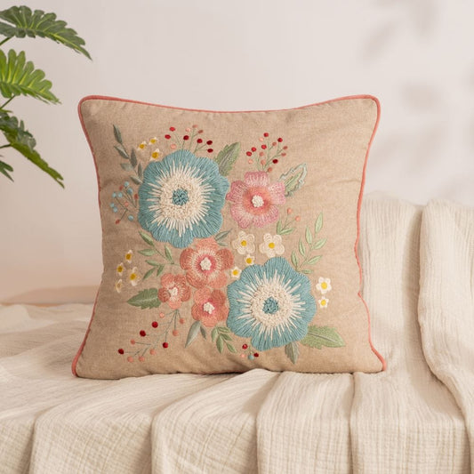Embroidered Decorative Cushion Cover, Floral Bunch