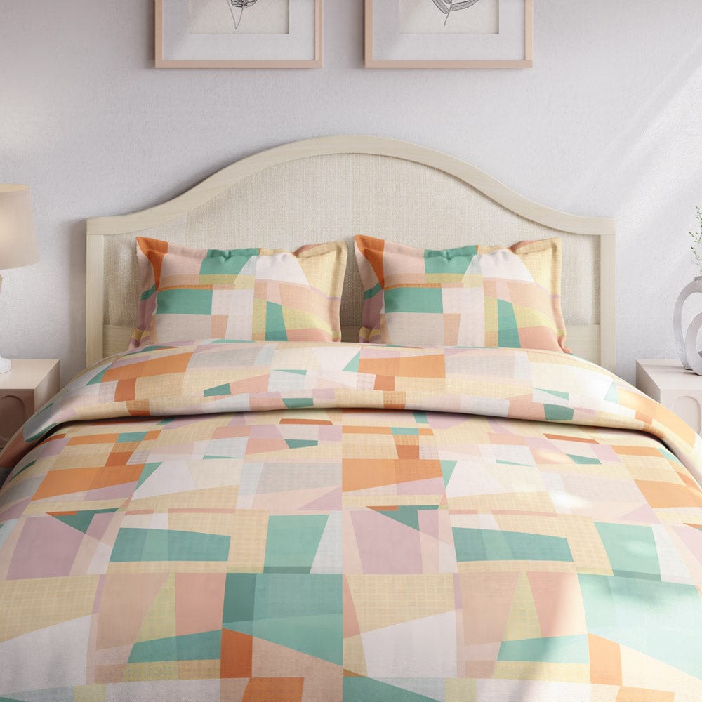 Pastel Geometric 100% Cotton King Bedsheet, 144 TC