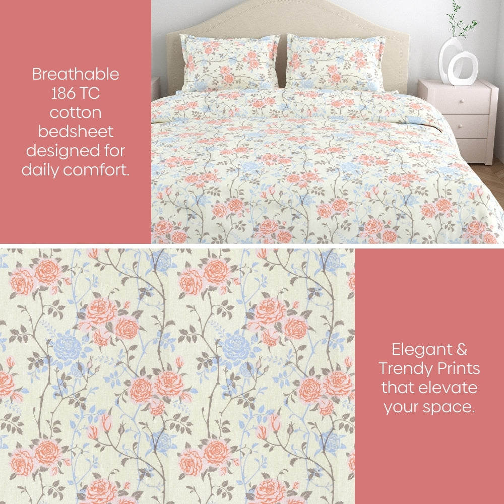 Petalhaze 100% Combed Cotton 144 TC Double Flat Bedsheet