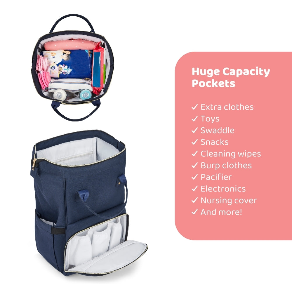 Chic Diaper Bag Backpack (Capacity - 20L) , Navy