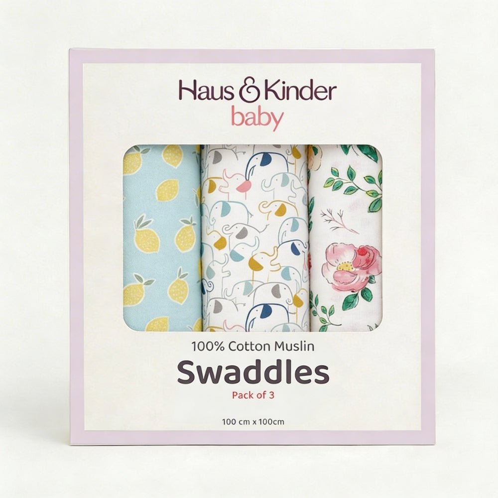 Little Sunshine Collection 100% Cotton Muslin Swaddle Pack Of 3 - Swaddles | haus & kinder