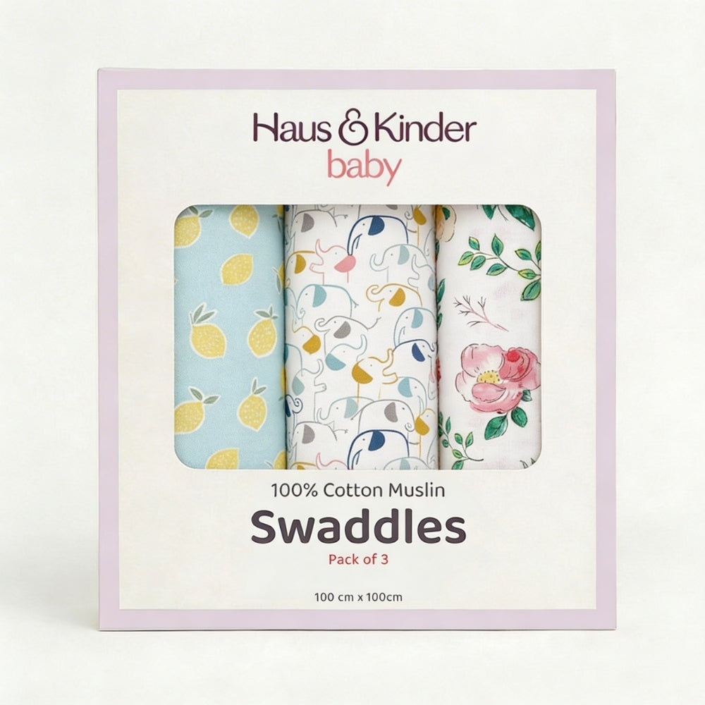 Little Sunshine Collection 100% Cotton Muslin Swaddle Pack Of 3