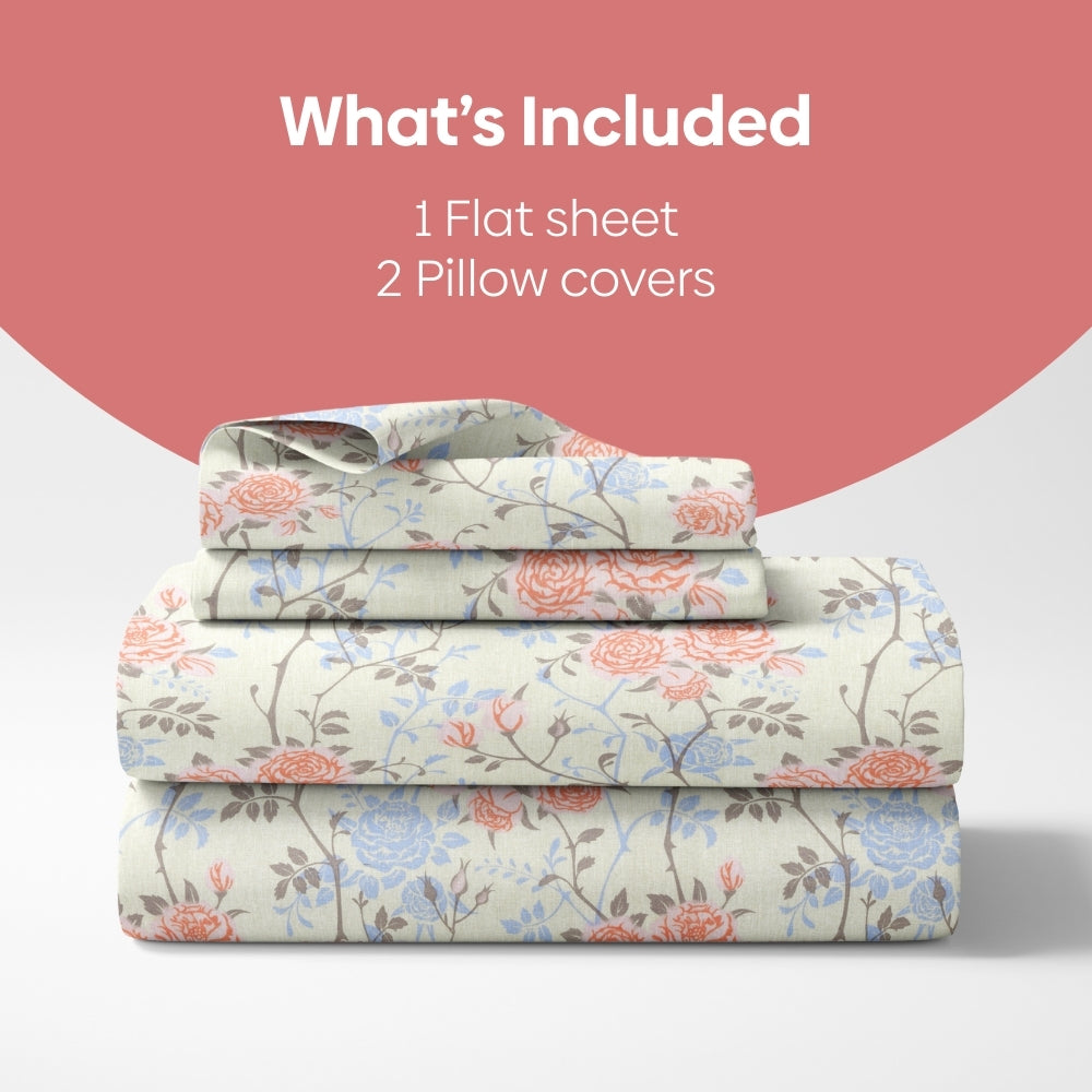 Petalhaze 100% Combed Cotton 144 TC Double Flat Bedsheet