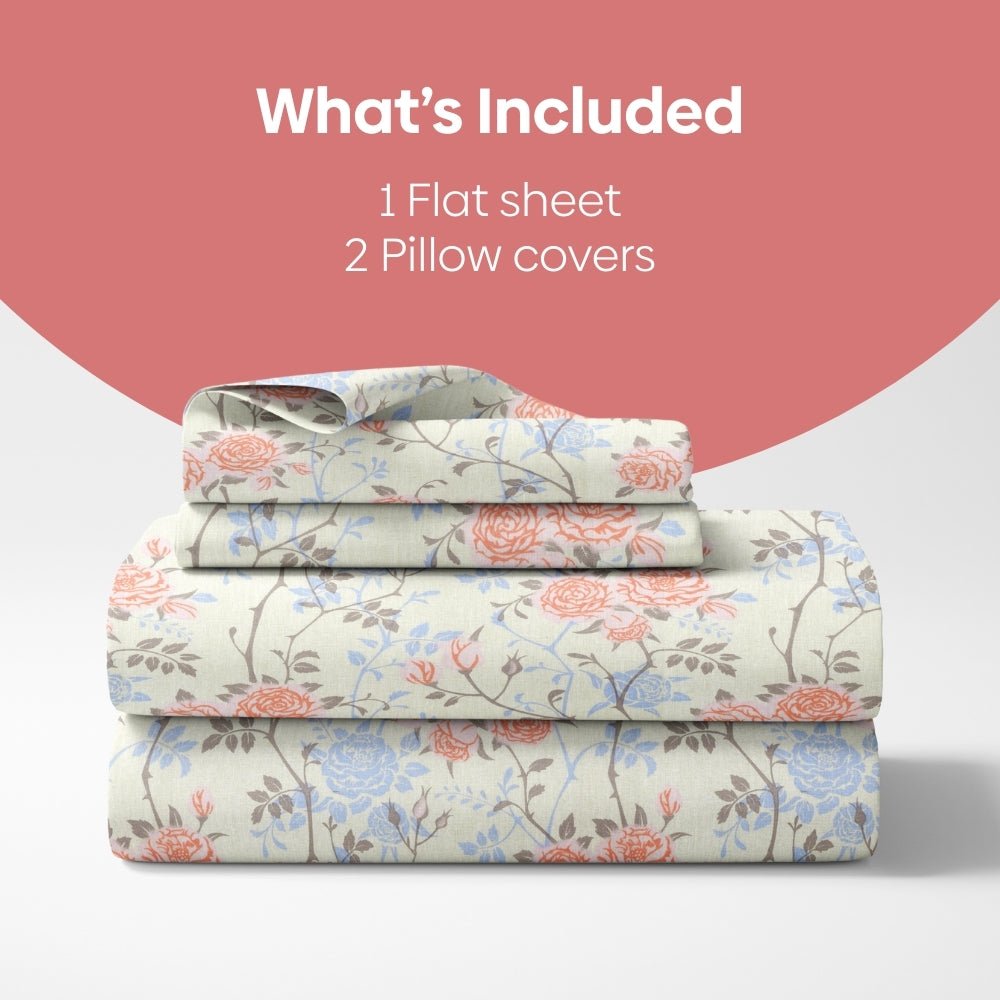 Petalhaze 100% Combed Cotton 144 TC Double Flat Bedsheet - Bedsheets | haus & kinder
