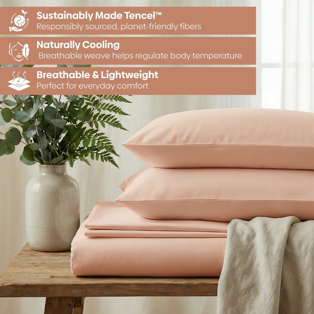 Tencel 300 TC King Flat Bedsheet- Blush Dusk - King Size | haus & kinder