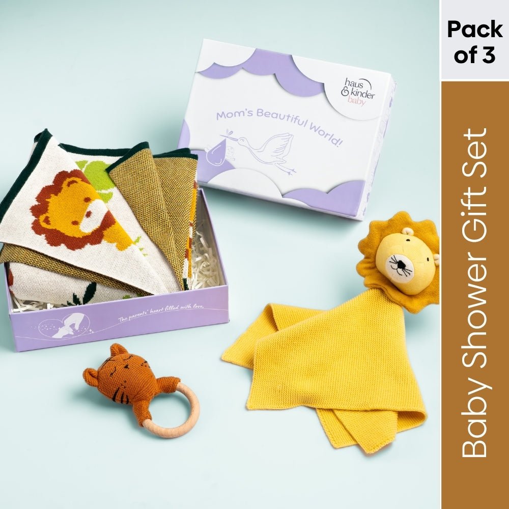 Jungle Party 100% Cotton Baby Shower Gift Box 0 - 12 Months Pack of 3 - Gift Box | haus & kinder