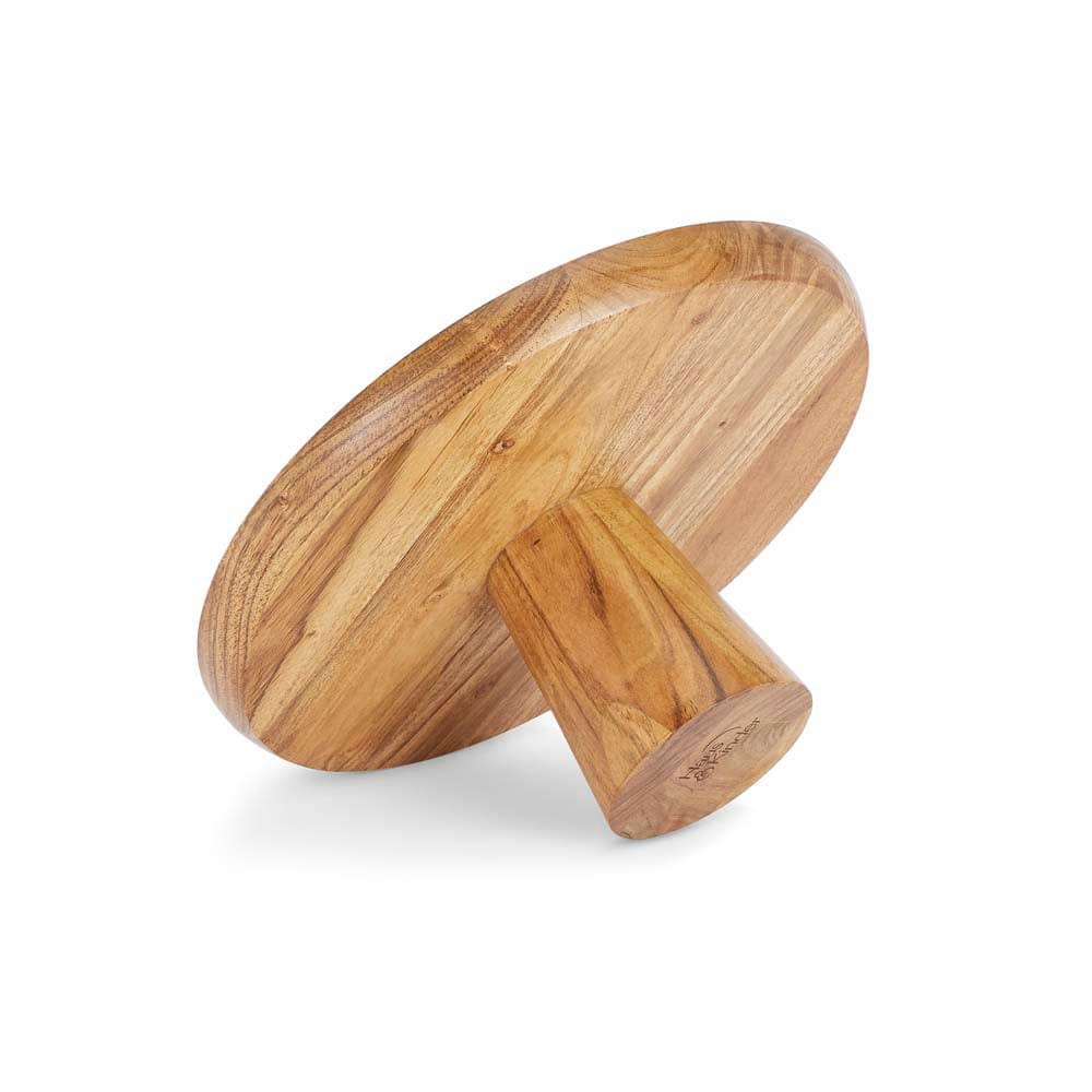 Floral Acacia Wood cake stand