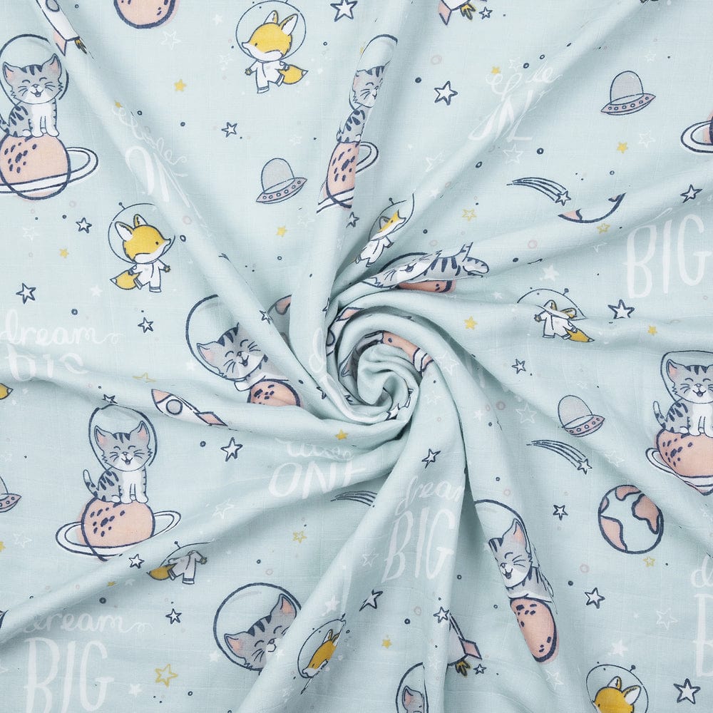 Spacewalk 100% Cotton Muslin Reversible Blanket for New Born Baby