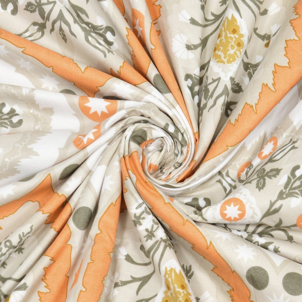 Digital Printed Ultra Soft Peach Finish Reversible Dohar, Taupe Trellis