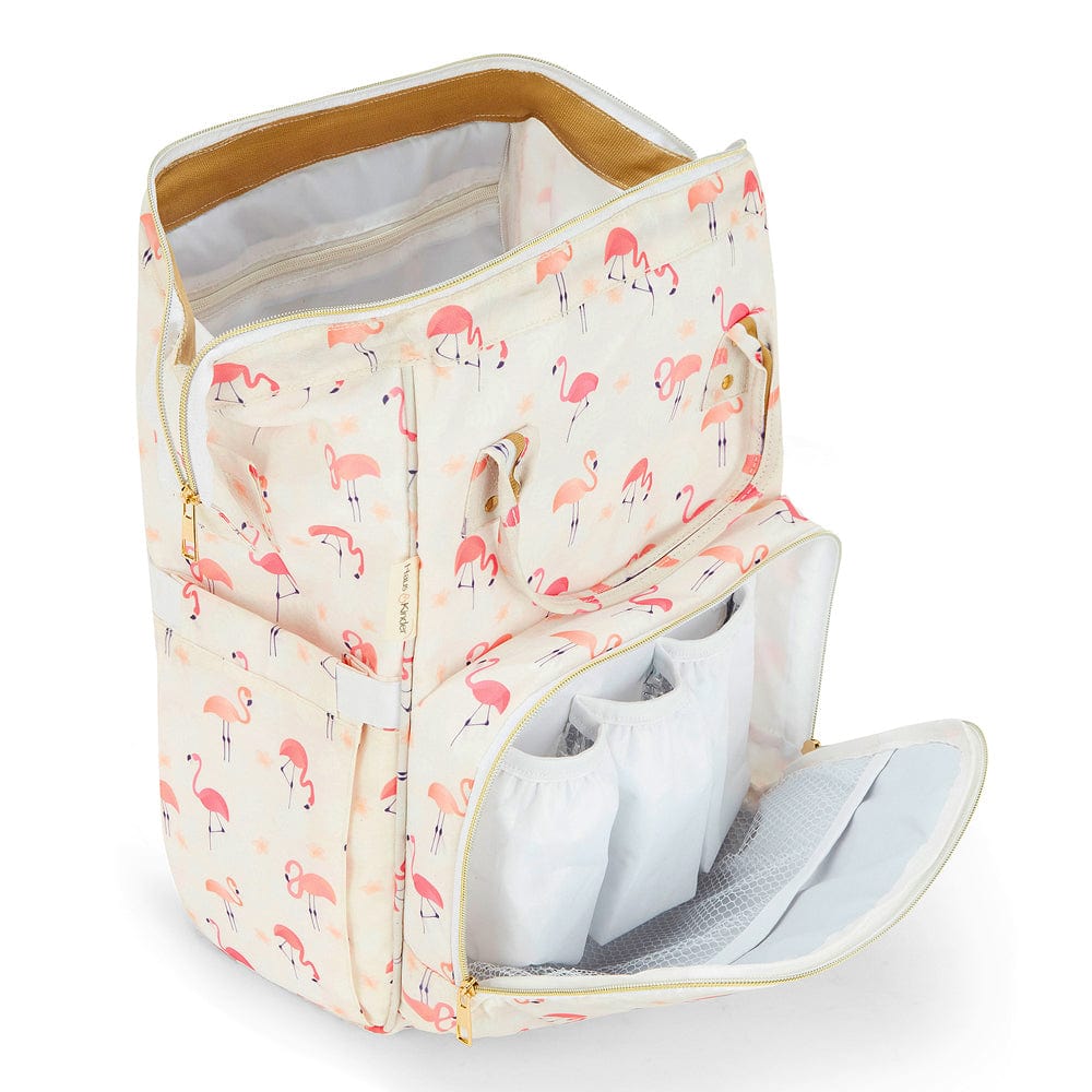 Chic Diaper Bag Backpack for New Parents (Capacity - 20L) , Bird Flamingo