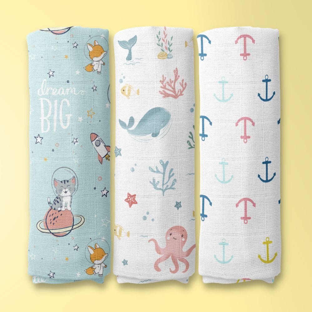 Muslin Swaddles, Pack Of 3