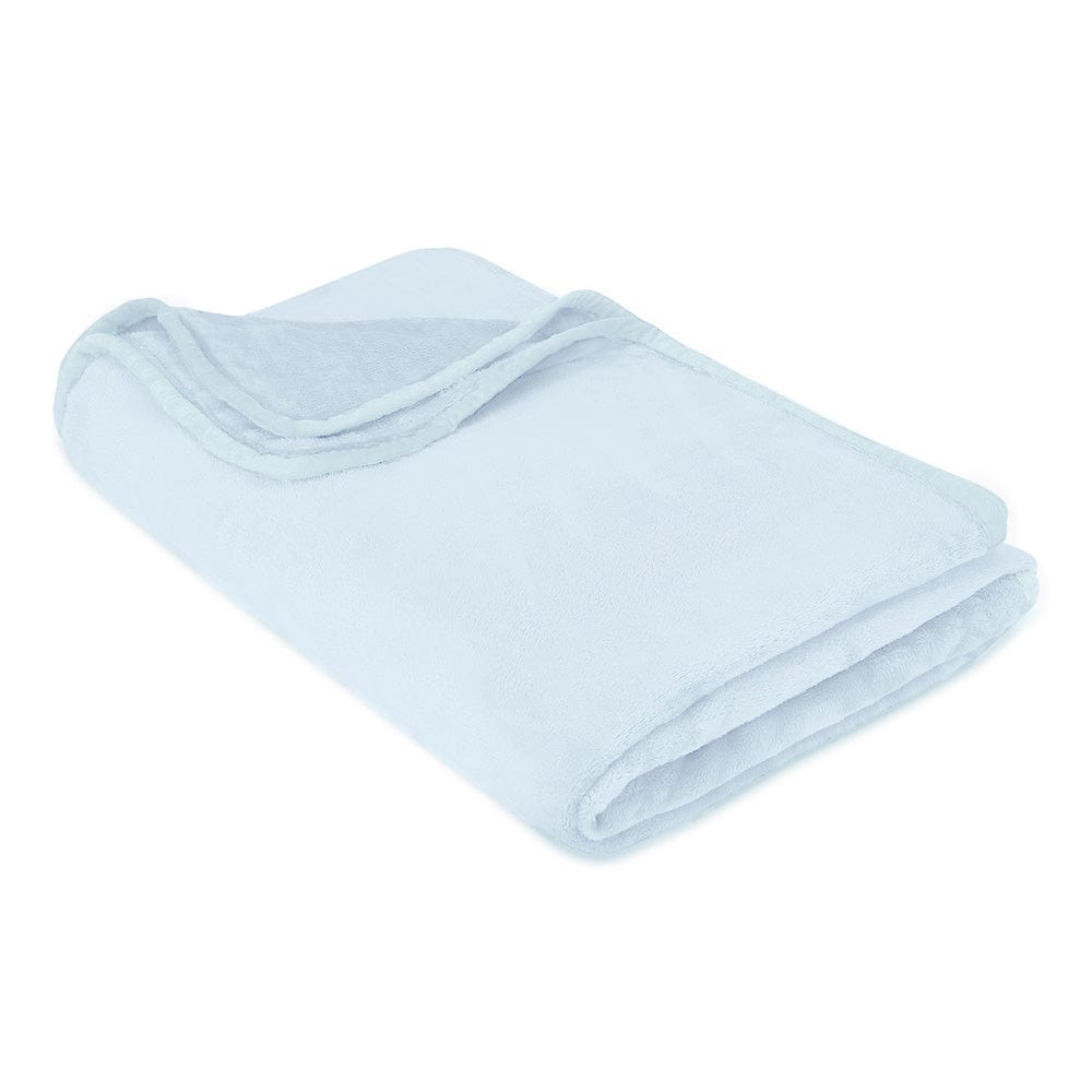 Plain Brush Cloth Super Soft Plush Single Flannel Blanket- Sky Blue