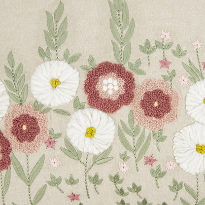 Embroidered Decorative Cushion Cover, Pastel Meadow